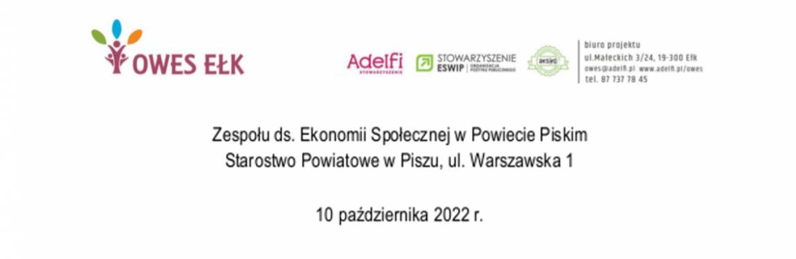 Posiedzenie Zespołu ds Ekonomii Społecznej w Powiecie Piskim