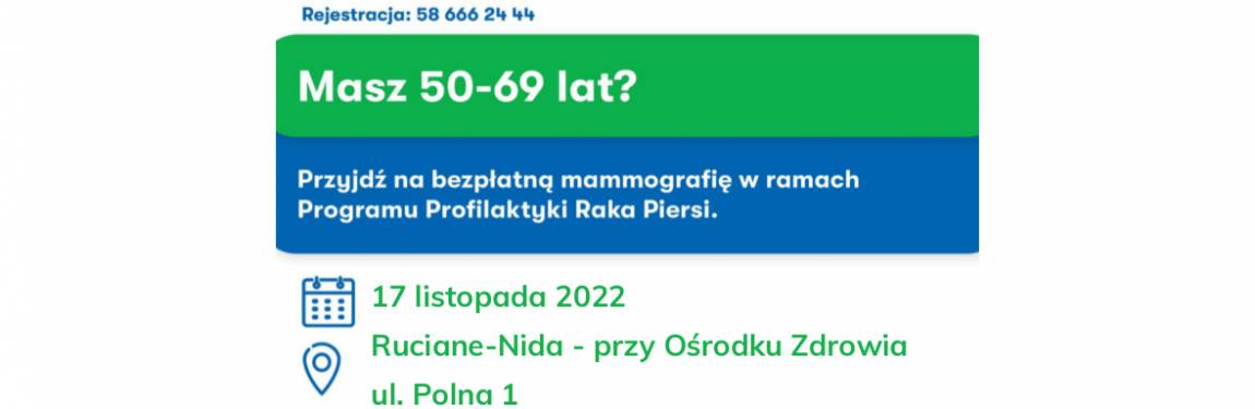 Bezpłatne badania mammograficzne Biała Piska, Orzysz, Ruciane Nida 