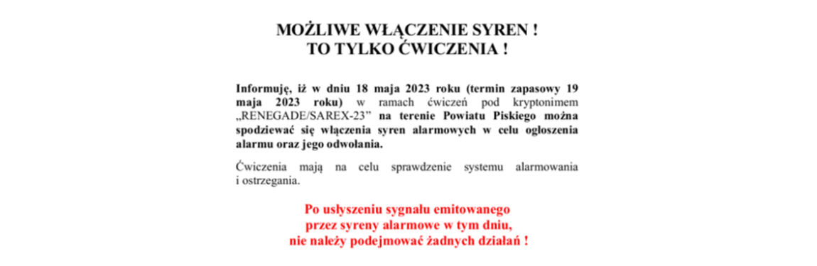 Syreny alarmowe - to tylko ćwiczenia 