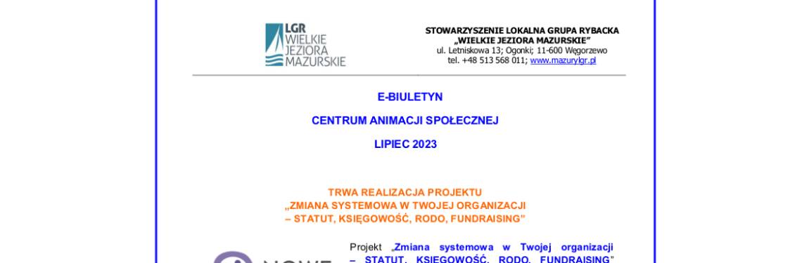 Biuletyn informacyjny Stowarzyszenia Lokalna Grupa Rybacka „Wielkie Jeziora Mazurskie” 