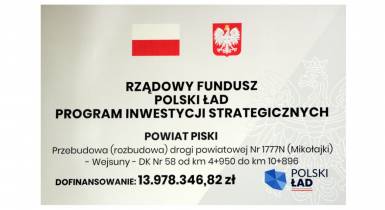 Wojewoda Warmińsko-MAzurski Artur Chojecki odwiedził miejsce przebudowy drogi powiatowej Nr 1777N w okolicach miejscowości Wejsuny 