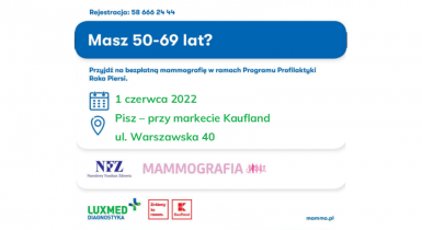 Bezpłatna mammografia dla Pań w wieku 50 - 69 lat 