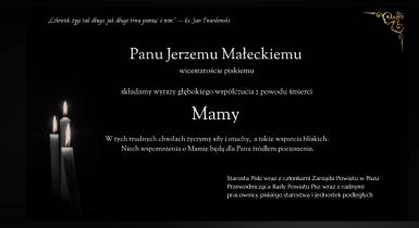 kondolencje -wicestaroście Jerzemu Małeckiemu